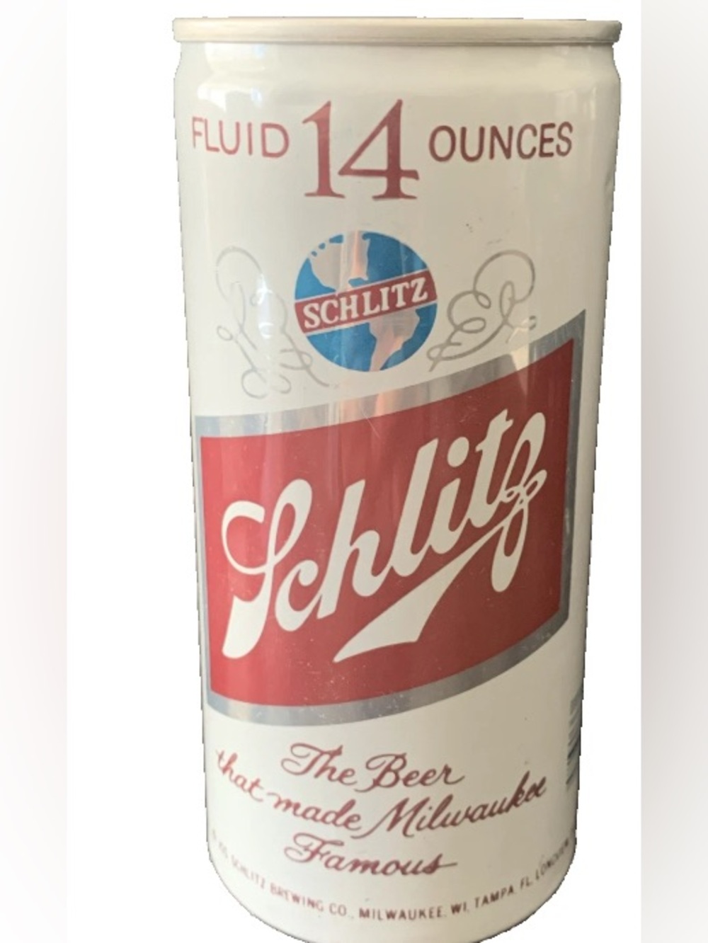 Vintage Beer Can Schlitz Beer that made Milwaukee Famous 14 Oz Pull Tab Empty